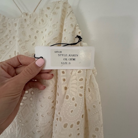 SAYLOR Karen Cream Lace Flutter Sleeve Mini Sundress Montauk Size S NWT - Picture 7 of 11